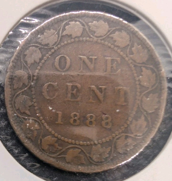 Canada 1888 Large Cent 1c Queen Victoria Copper Coin G Canadian Penny0