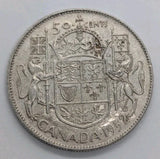 1952 Canadian 50 Cents .800 Silver Half Dollar Queen Elizabeth II - circ - NumisFind
