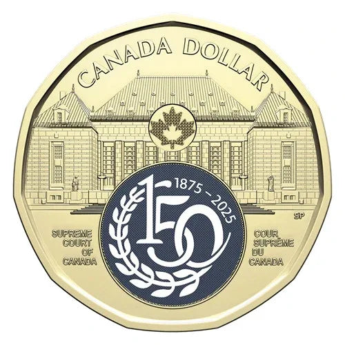 SUPREME COURT 2025 CANADA 25x$1 Colorized Special Wrap Dollar Coin Roll - NumisFind
