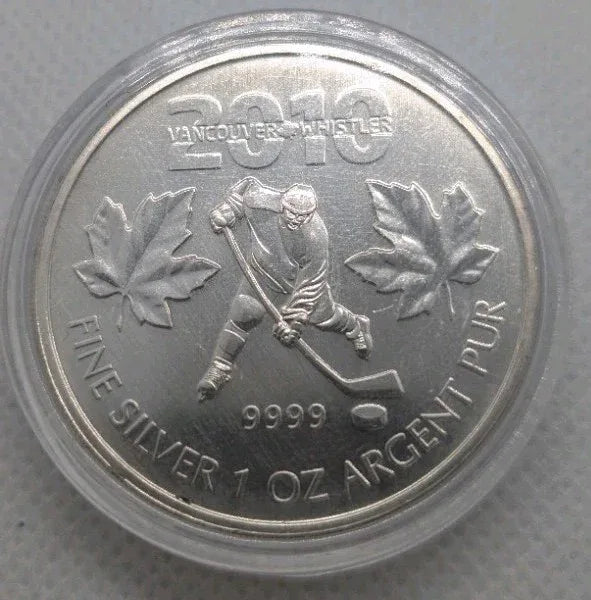 Canada 2010 Hockey Vancouver Winter Olympics $5 1 Oz Pure Silver Maple Leaf BU - NumisFind