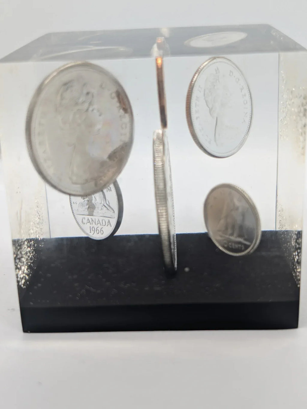 1965 Canada Silver Coin Set In epoxy cube - 0.8 Silver coins - NumisFind
