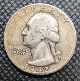 1942 25C Liberty Quarter Dollar Us Silver Coin Circ0