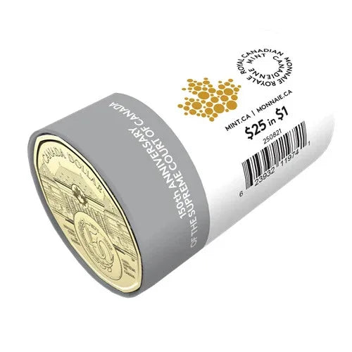 SUPREME COURT 2025 CANADA 25x$1 NON-Colorized Special Wrap Dollar Coin Roll - NumisFind