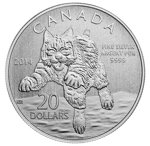 2014 Canada $20 For $20 Fine Silver Coin - Bobcat - 1/4 oz 99.99% pure silver0