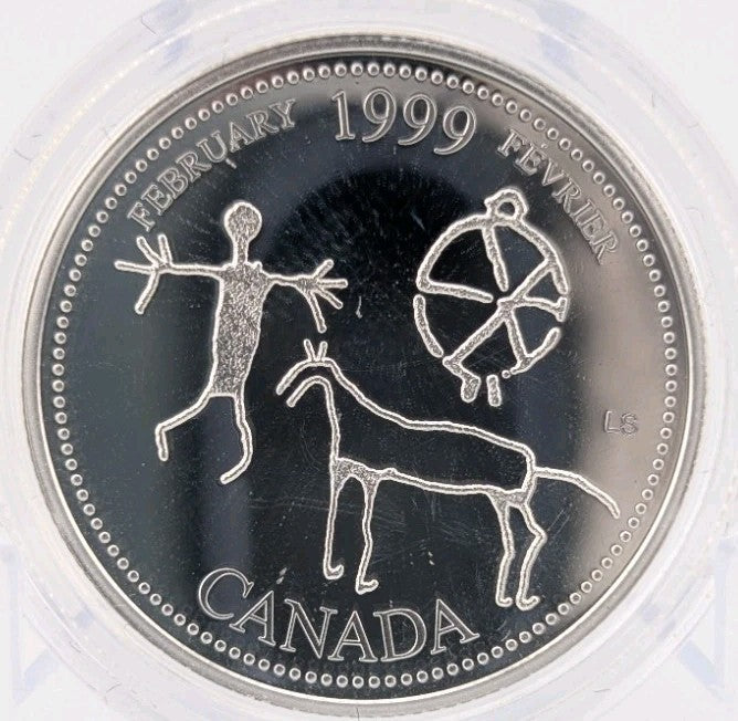 Coin Only 1999 25c February Etched in Ston Millennium Proof Sterling Silver Coin0