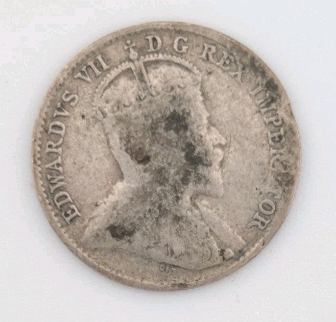 1907 Canada 5 cents Silver Coin Nickel Circulated1