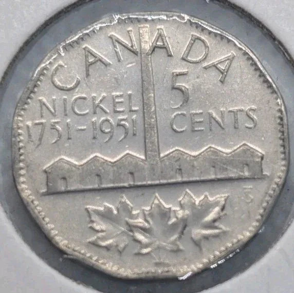 1951 Canada 5 Cent George VI Canadian Nickel Coin Five Cents - Lightly Circ - NumisFind