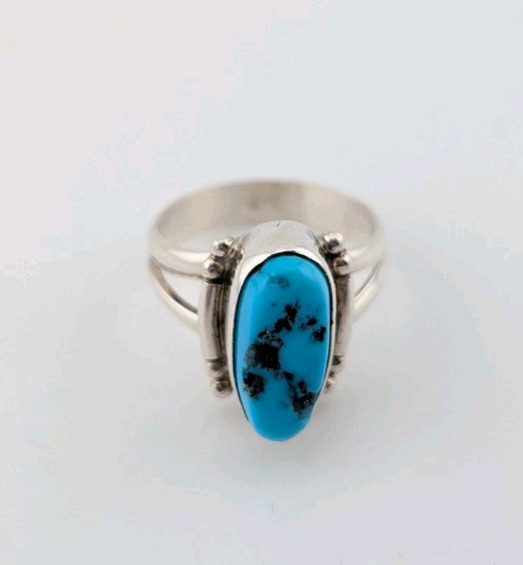 Frida Martinez Navajo handmade Sterling Silver  Turquoise  Ring size 6.53
