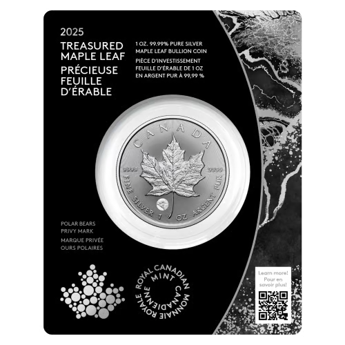 2025 Treasured Silver Maple Leaf  1oz .9999 - Polar Bears Privy0