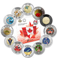 Canada Full Colored Toonie $2 12-Coin Set + Canadian Flag 9999 Silver coin - NumisFind