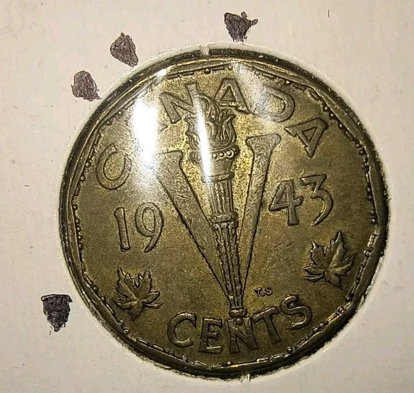 ERROR - LOTS OF LITTLE DIE CRACK - 1943 Canada "TOMBAC" 5 Cents Nickel - CIRC - NumisFind