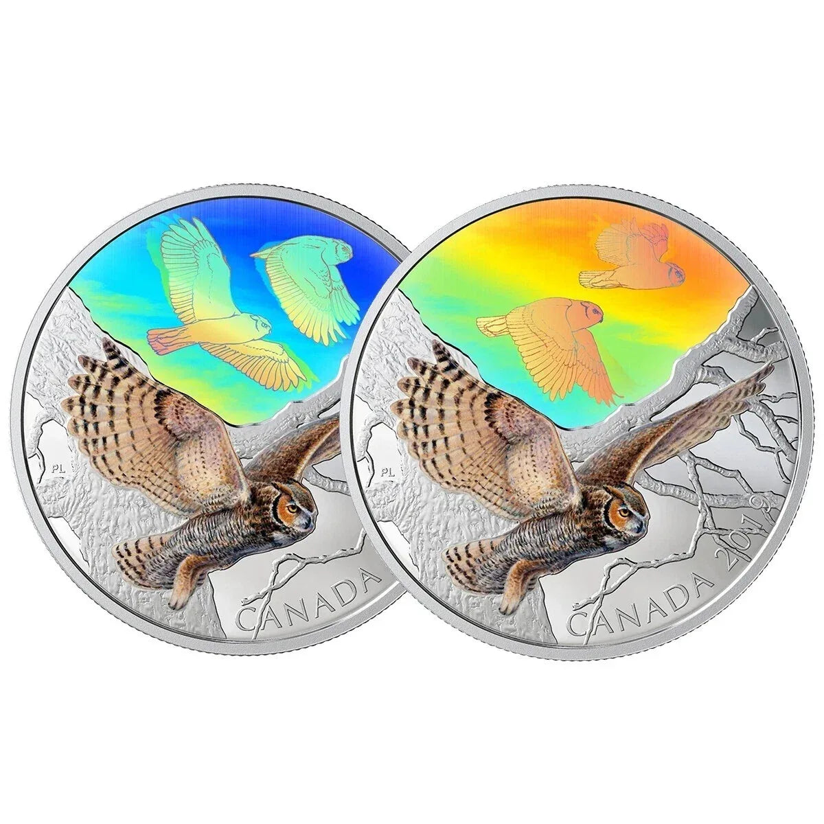 Canada 2019 2 oz 9999 Silver coin - Majestic Birds in motion - Great Horned Owl - NumisFind