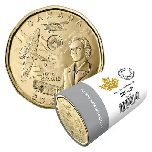 Canada 2023 Elsie MacGill 1 Dollar Non Coloured Canadian Loonie mint roll0
