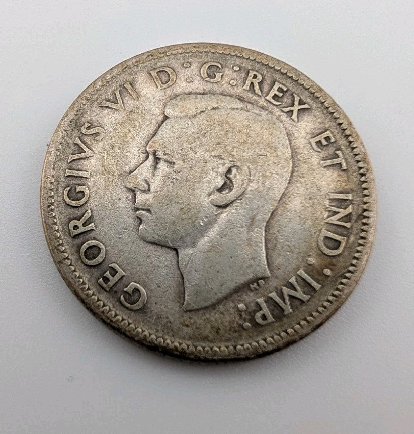 Canada 1943 25 Cents 25c Canadian Caribou Quarter Coin - 80% Silver - ASW .150oz1