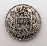 1942 Canada 50 Cents Silver Coin - 0.3oz of pure Silver0