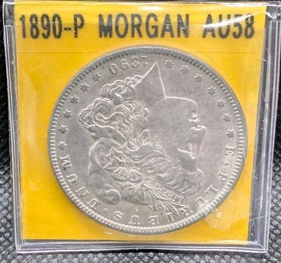 AU58 1890 P Morgan Silver Dollar $1 0.9 Fine Silver US Coin0