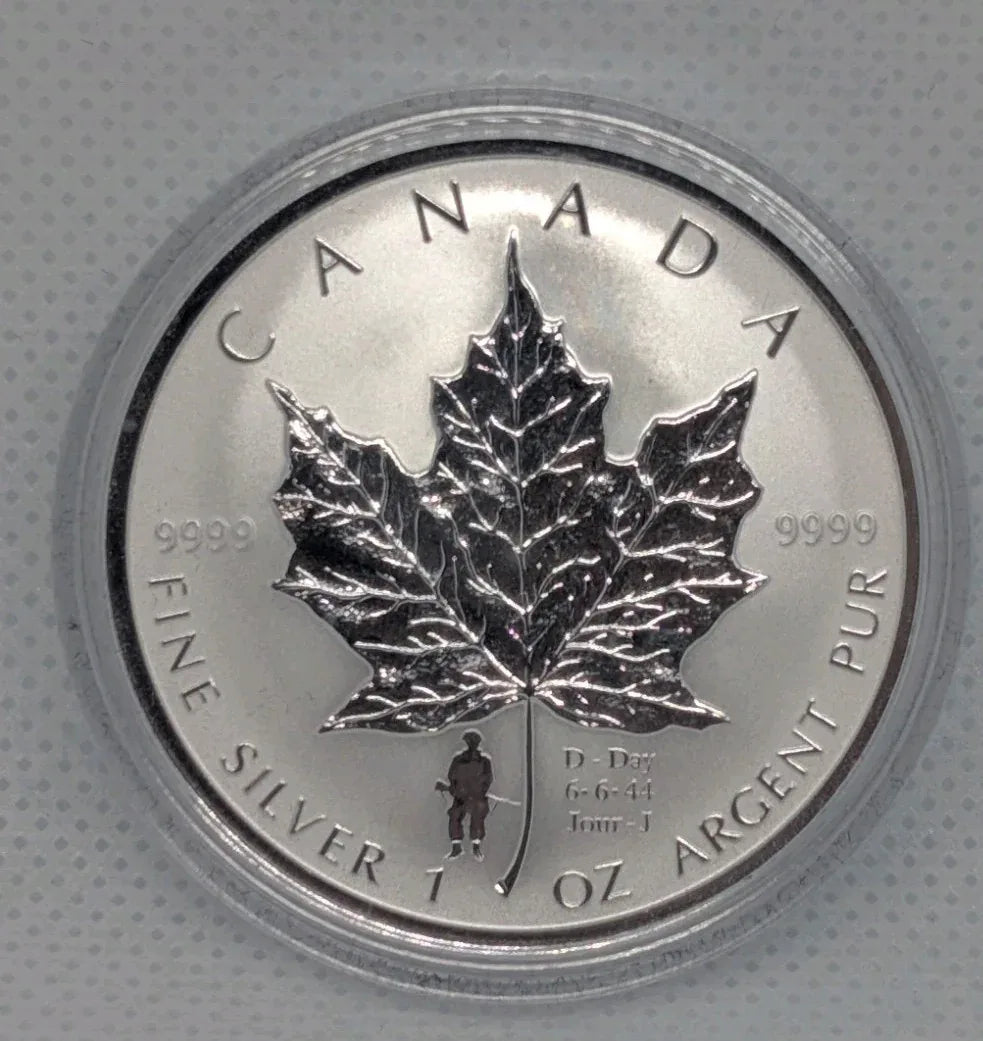 2004 Canada $5 1oz D-day WWII Privy Mark Silver Maple Leaf Bullion coin - NumisFind