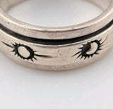 Moon & Sun Sterling Silver Fidget Spinner Ring Size 9.5 925 2