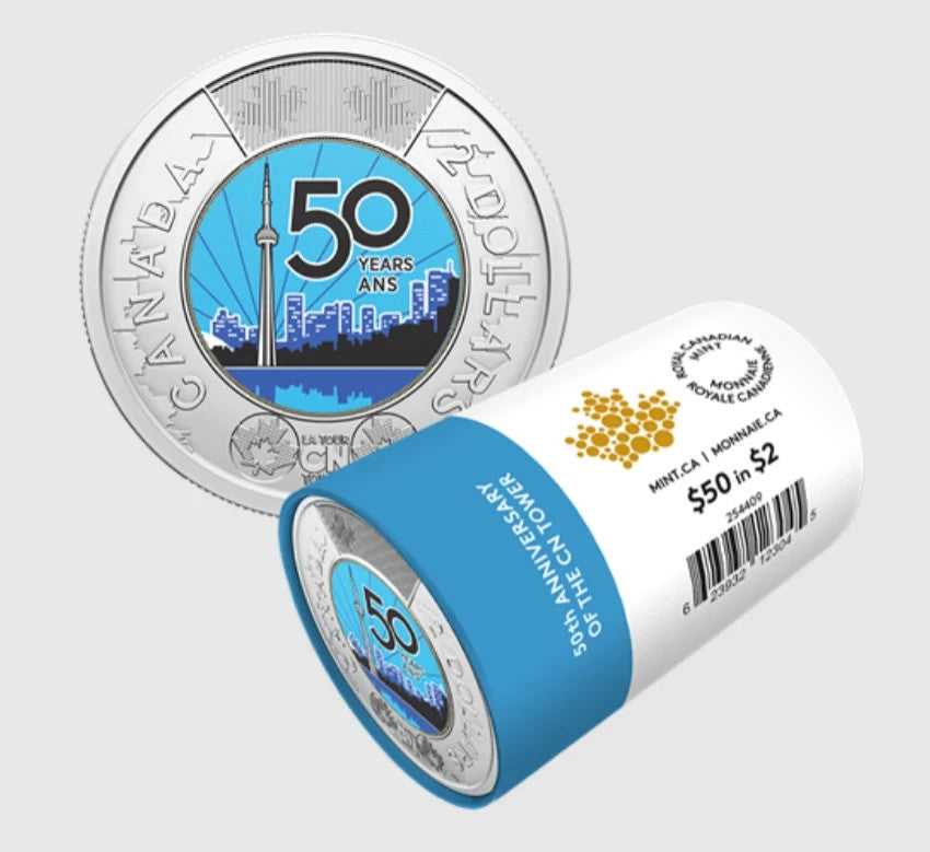 2026 Canada Toonie roll CN Tower - 25 x $2 coloured coins in special wrap0