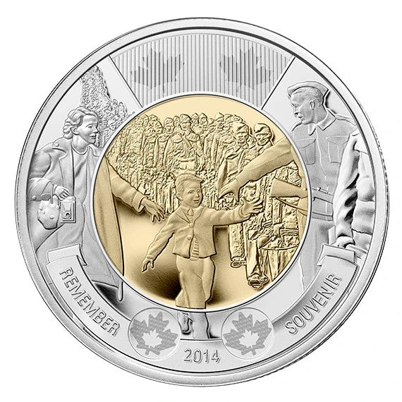 2014 Canada $2 Toonie Wait for me Daddy WWII 75th anniversary - BU0