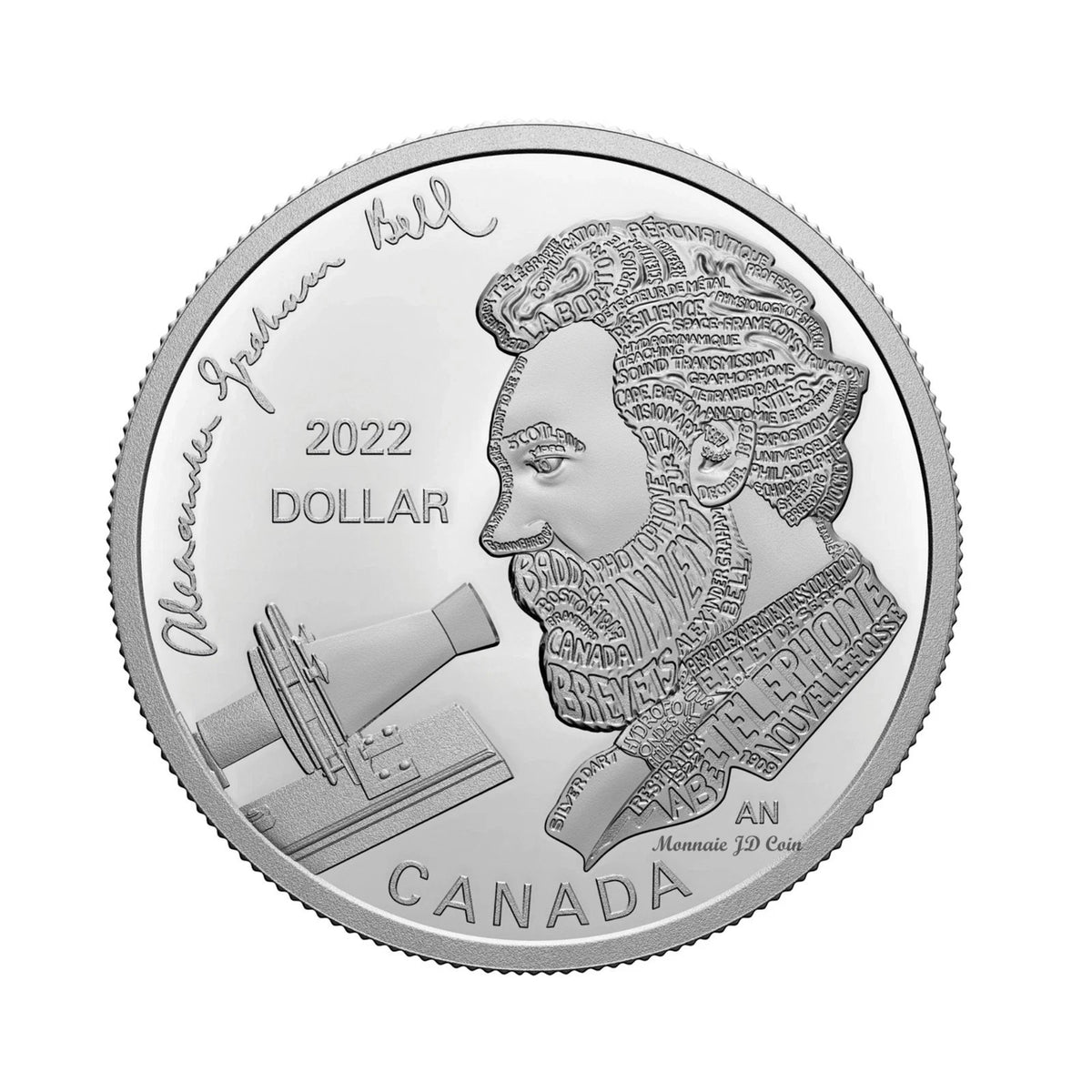 2022 Canada Alexander Graham Bell Proof Fine Silver Dollar (99.99% Pure)0