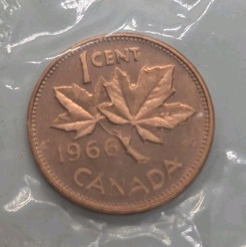 1966 Canada 1 Cent Coin Penny Sealed Uncirculated0