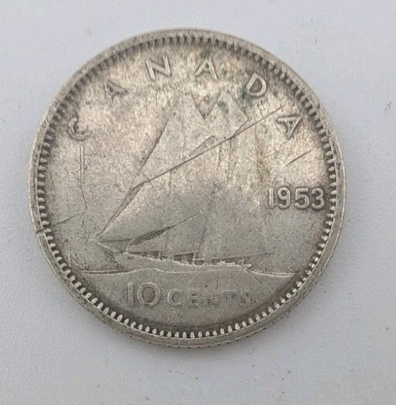 1953 Canada 10c Silver coin Dime - 2g of pure silver0