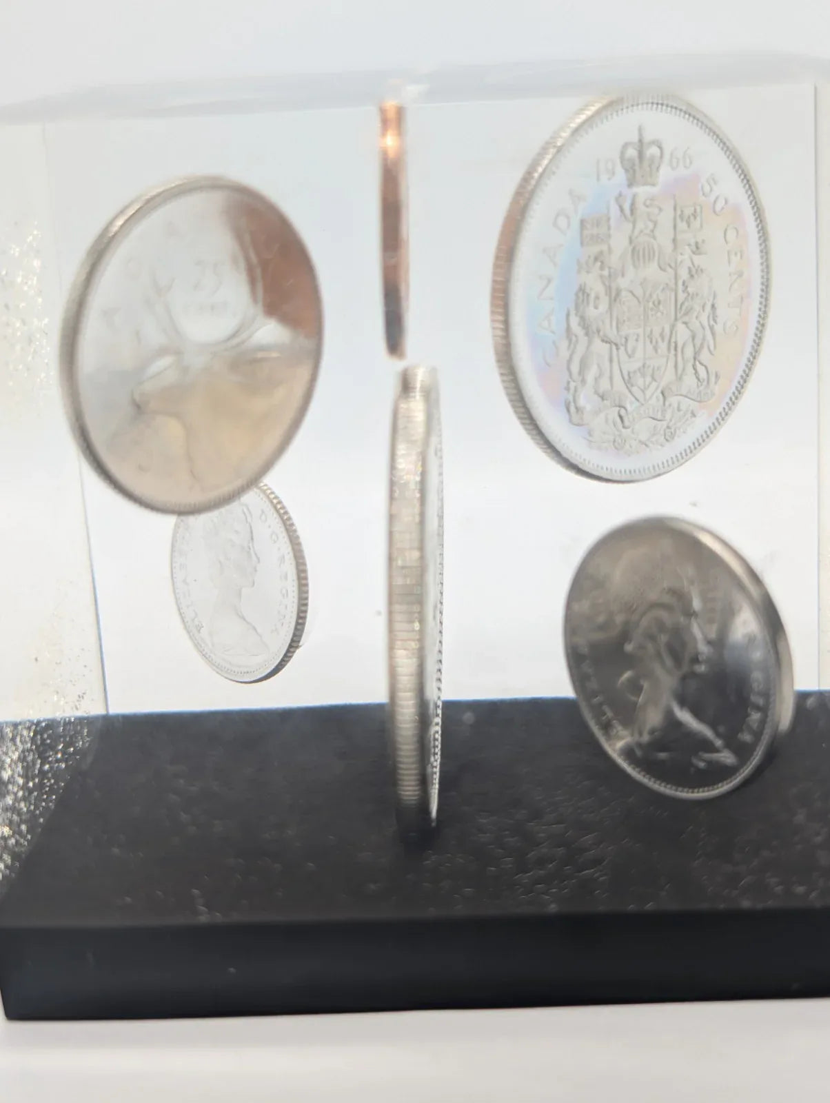 1965 Canada Silver Coin Set In epoxy cube - 0.8 Silver coins - NumisFind