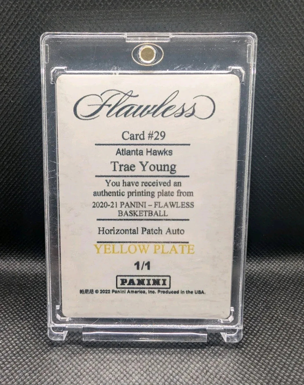 1/1 TRAE YOUNG 2020-21 Panini Flawless Basketball #29 Yellow PRINTING PLATE 1/1 - NumisFind
