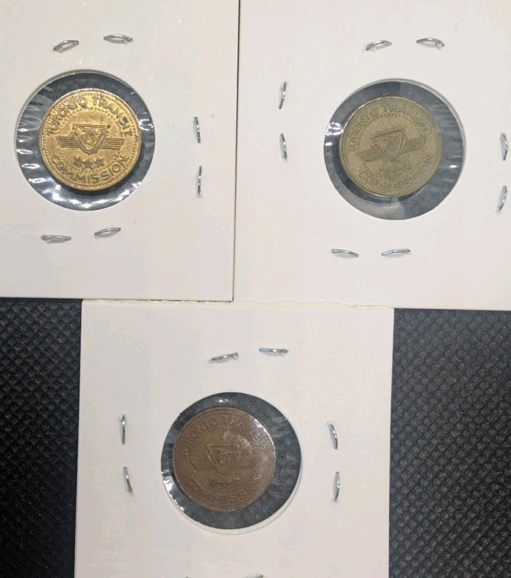 Collection Of 3 Historic Toronto Transit Commission Tokens TTC0