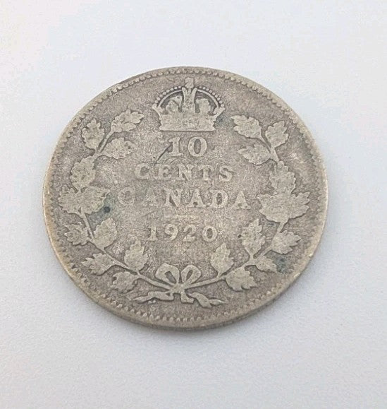 1920 Canadian Silver 10 cent Dime King George V0