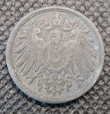 1918 Germany 10 Pfennig Coin Zinc Nice Condition Wilhelm II German Empire WWI1