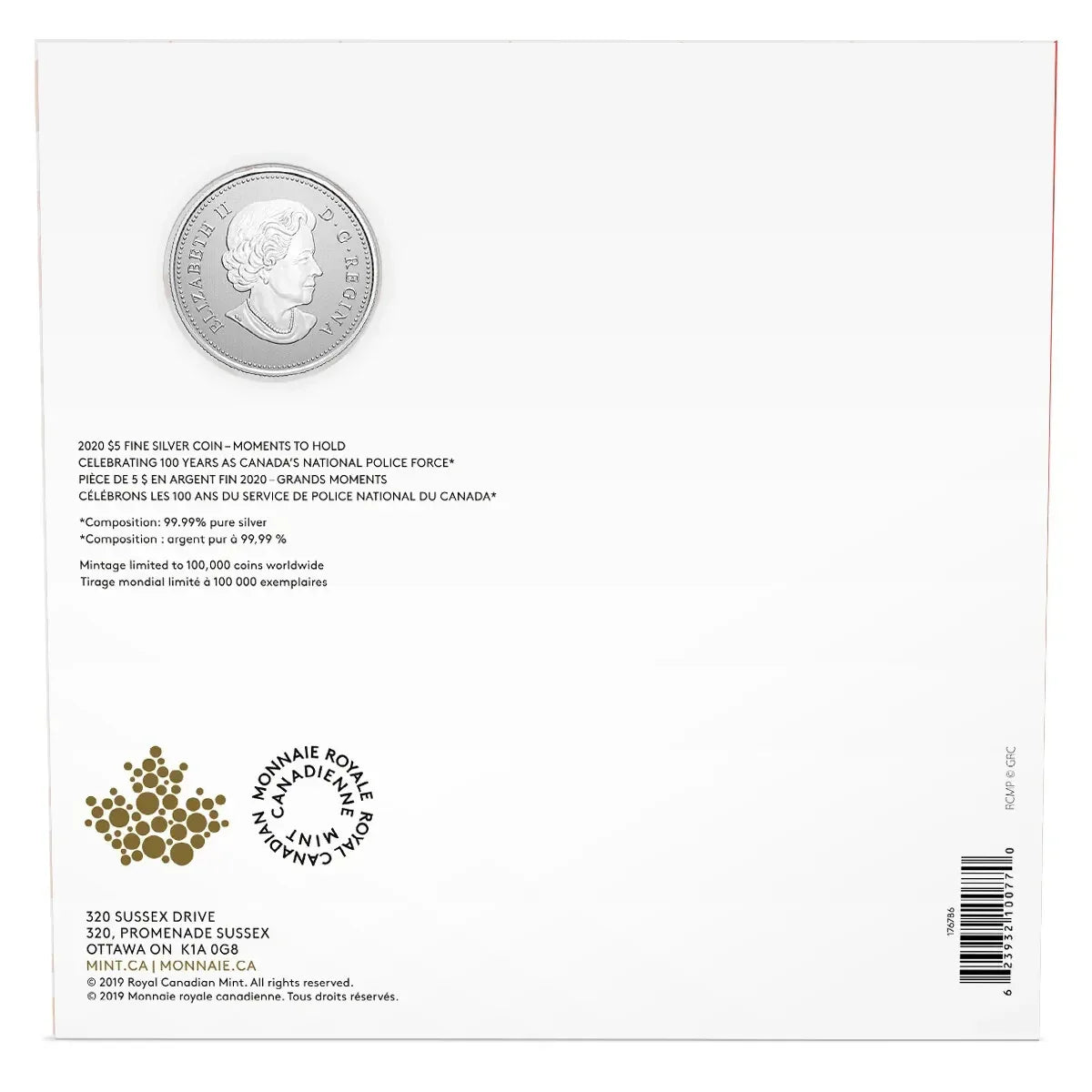 2020 Canada $5 .9999 Silver - 100 Years of the RCMP Canada's National Police - NumisFind