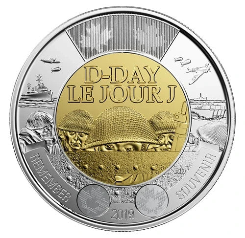 NEW ! 2019 D-Day Toonie $2 No Color Canada Special Wrap RCM Roll - 25 coins1