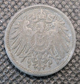 1918 Germany 10 Pfennig Coin Zinc Nice Condition Wilhelm II German Empire WWI1