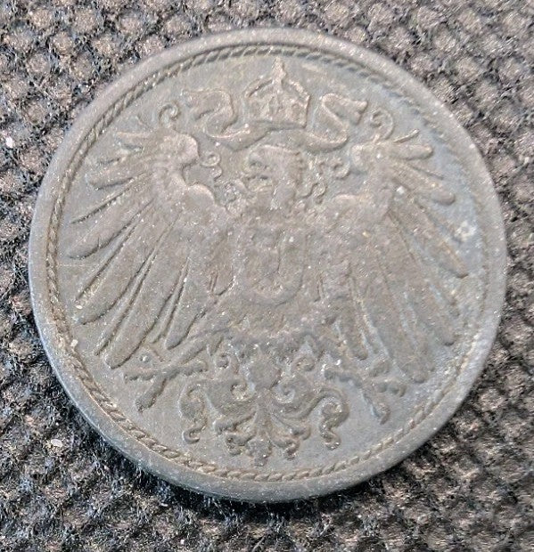 1918 Germany 10 Pfennig Coin Zinc Nice Condition Wilhelm II German Empire WWI1