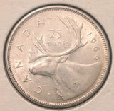 1966 Canada 25 Cent mint State MS - 0.8 Silver Coin0