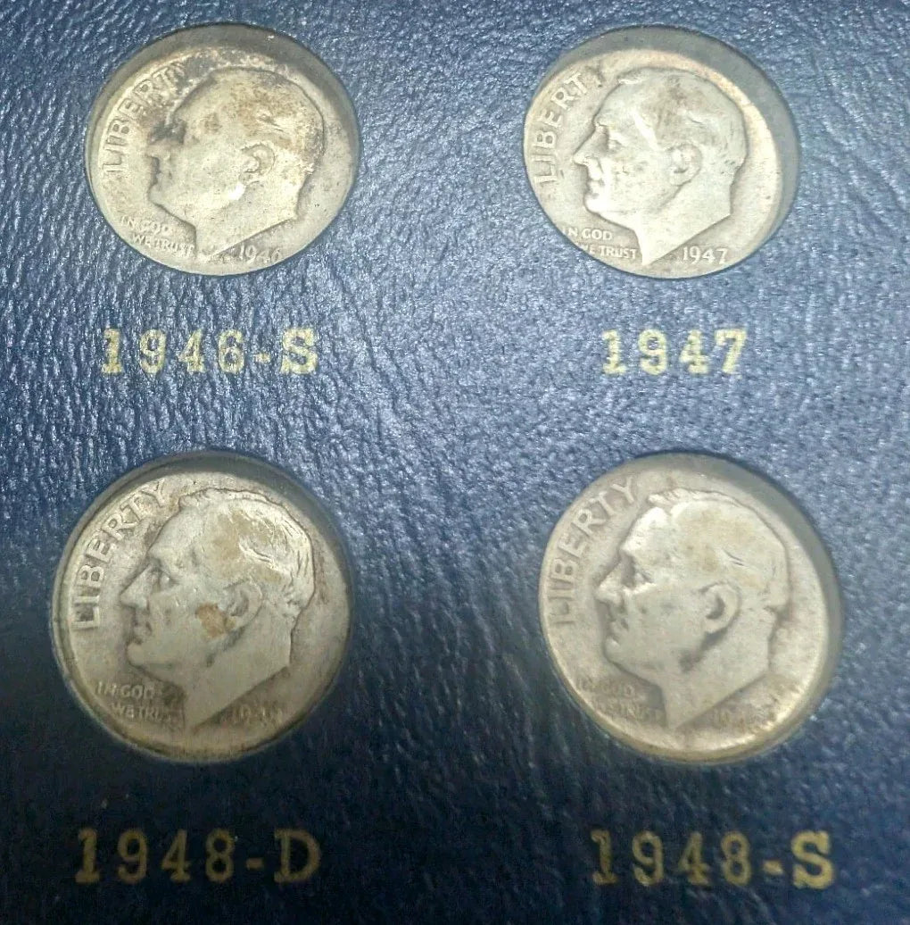 1946-1966 Roosevelt Dime Complete Set Of 50 Coins Album Circulated And Unc - NumisFind