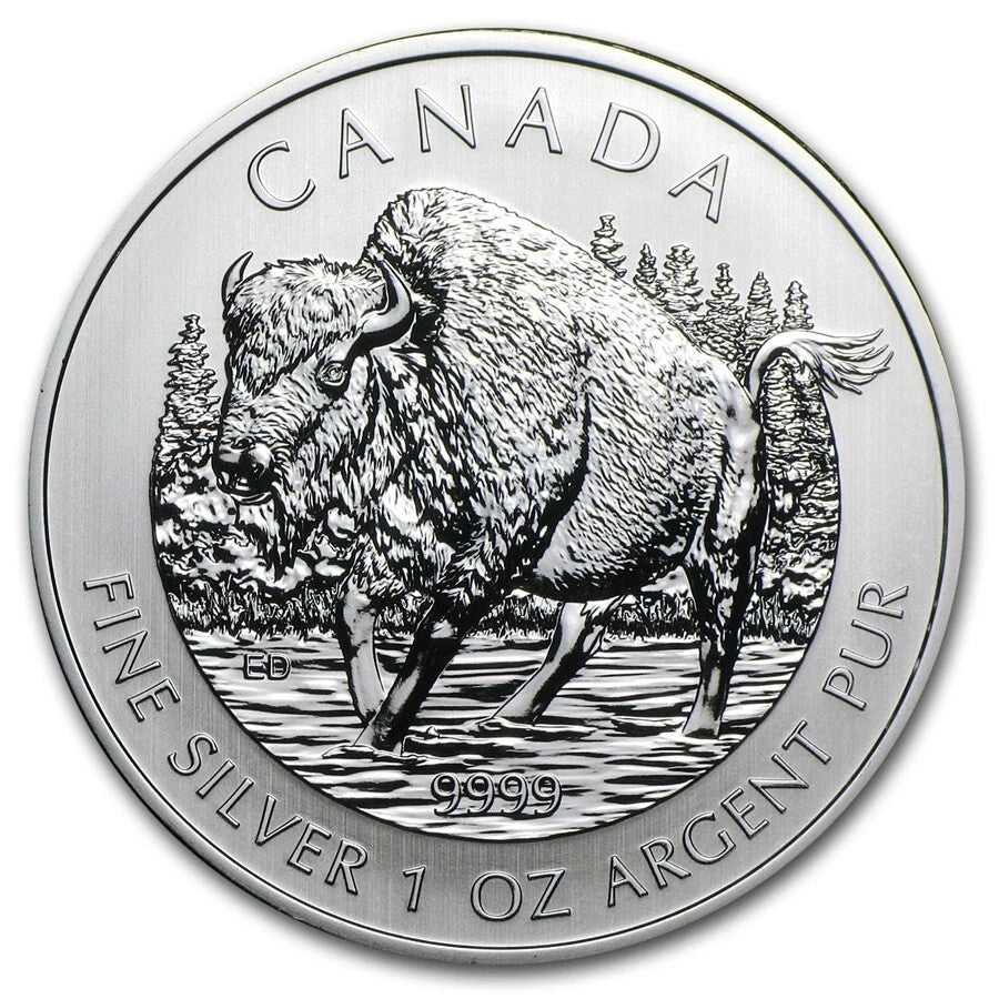 2013 Canada $5 Dollars 1oz .9999 Silver BU Buffalo Wildlife Series Coin0