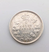 Canada 1902 Silver 5 Cents, Nice Grade, King Edward VII0