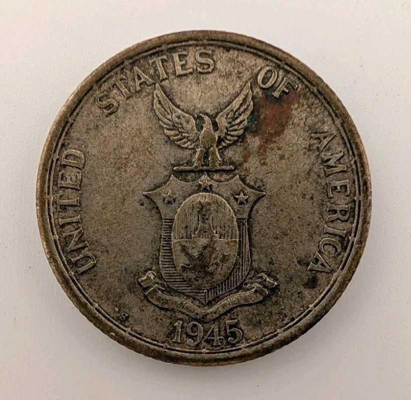 1945 S PHILIPPINES - FIFTY Centavos United States of America Silver Coin1