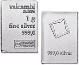 1 Gram .999 Fine Silver Bar - Valcambi Suisse CombiBar piece - UNC2