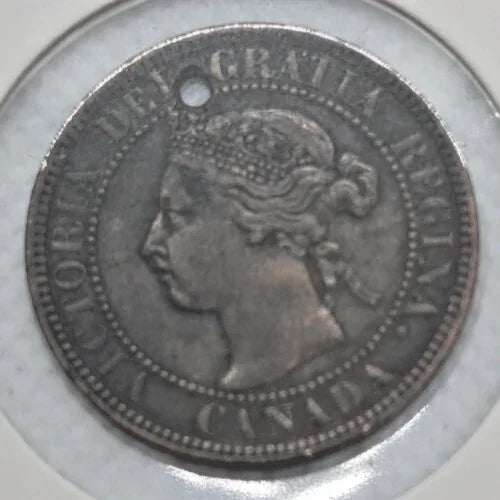 CANADA - 1899 Large Canadian 1 Cent Penny - VF-30 Drilled - SHIPPING LOW COST - NumisFind