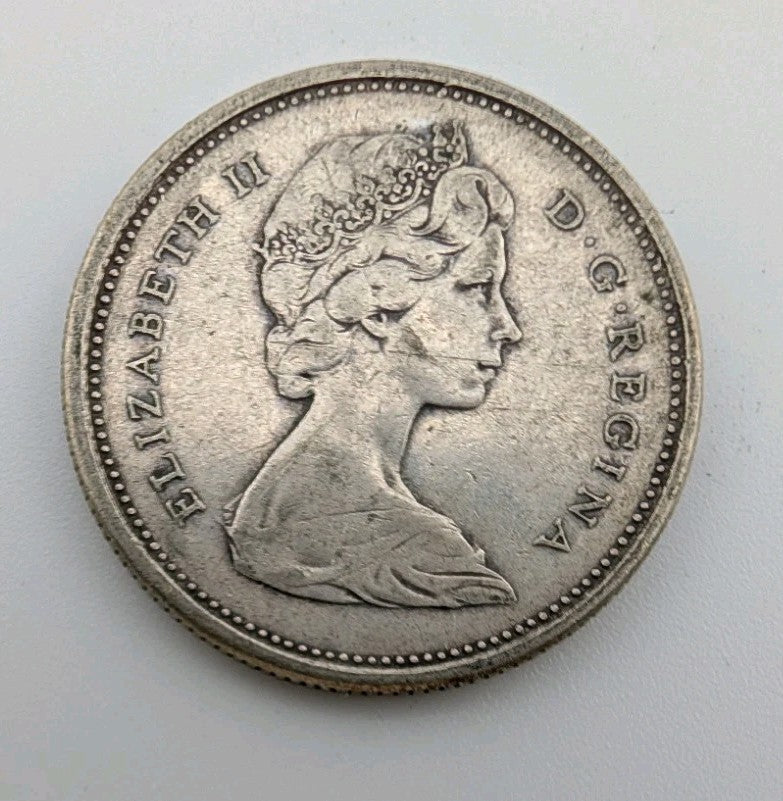 Canada 1965 25 Cents 25c Canadian Caribou Quarter Coin - 80% Silver - ASW .150oz1