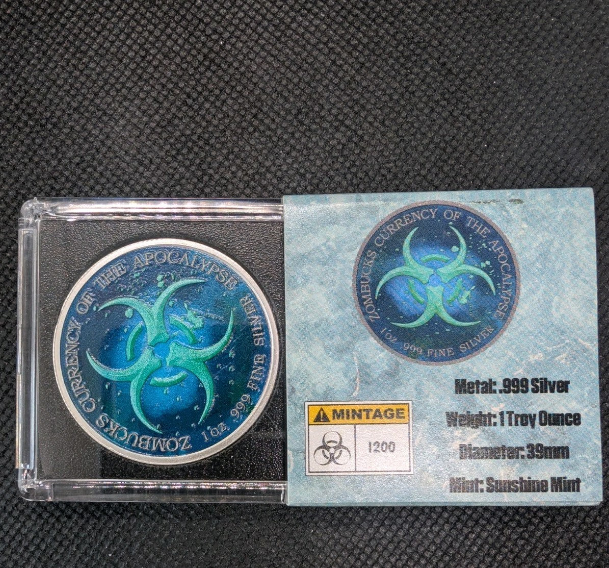 1 oz. MORTUGA #4 Zombucks Colorized World Series round .999 fine silver1