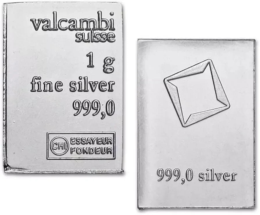 1 Gram .999 Fine Silver Bar - Valcambi Suisse CombiBar piece - UNC - NumisFind