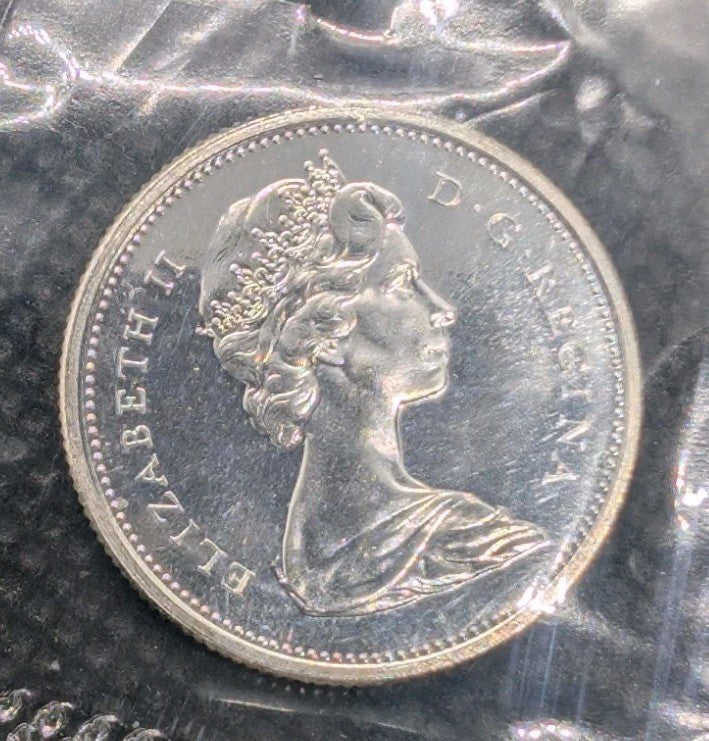 1966 Canadian 25 Cents .800 Silver QuarterDollar Queen Elizabeth II - BU Sealed1