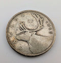 Canada 1943 25 Cents 25c Canadian Caribou Quarter Coin - 80% Silver - ASW .150oz0