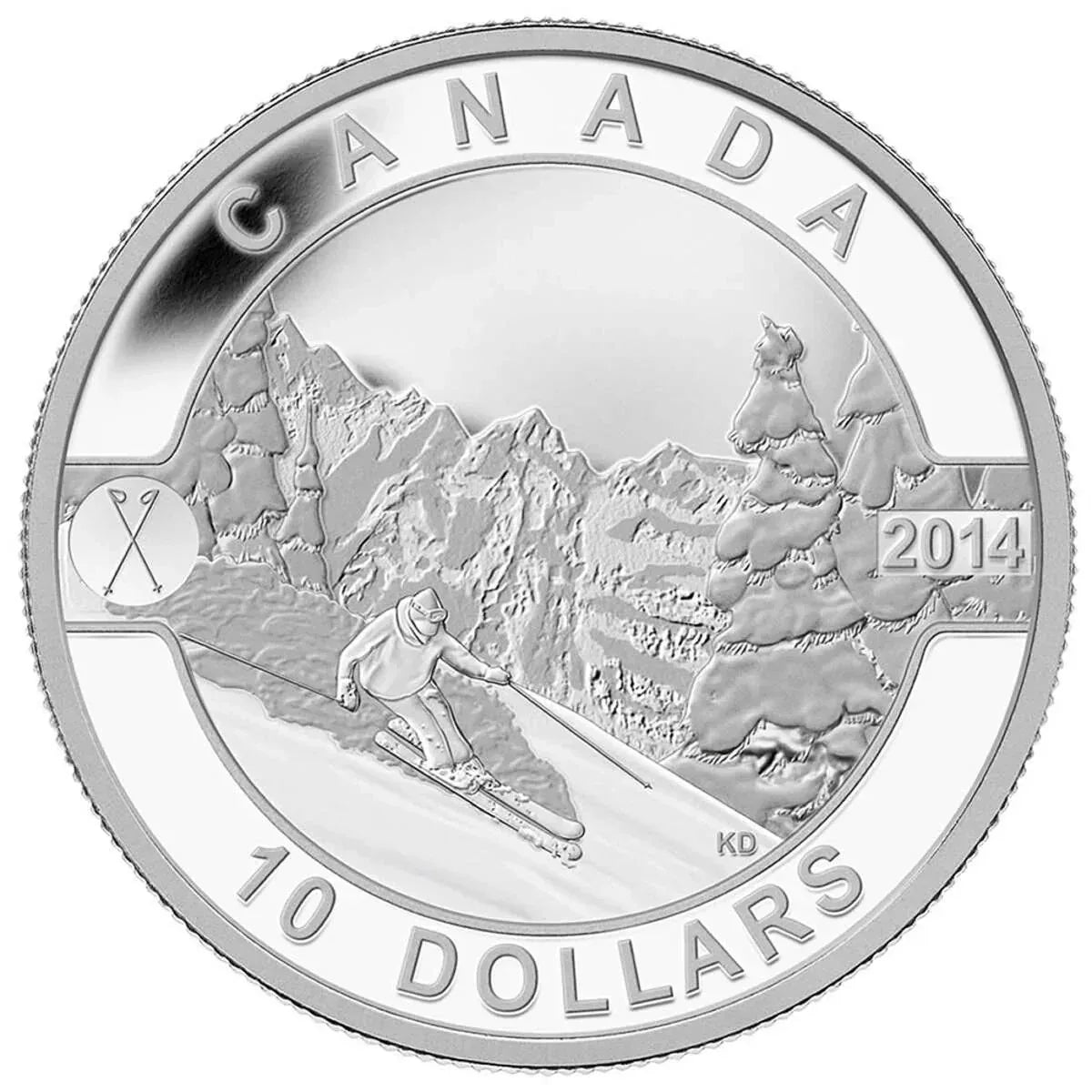 2014 $10 O Canada: Skiing Canada's Slopes .9999 Silver Coin, 40K ONLY - NumisFind