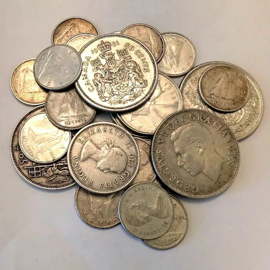 Pre-1967 Canada $1 Face Value – 80% Silver Junk Coins Mixed Dimes Quarters Half - NumisFind